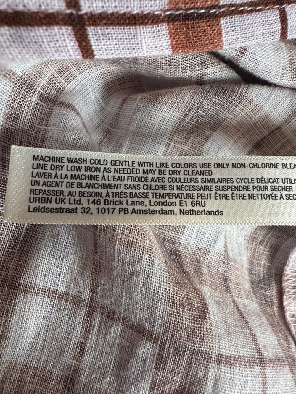 Anthropologie Linen Strapless Aliza Plaid Smocked Dress S M pink brown crème - Picture 9 of 9
